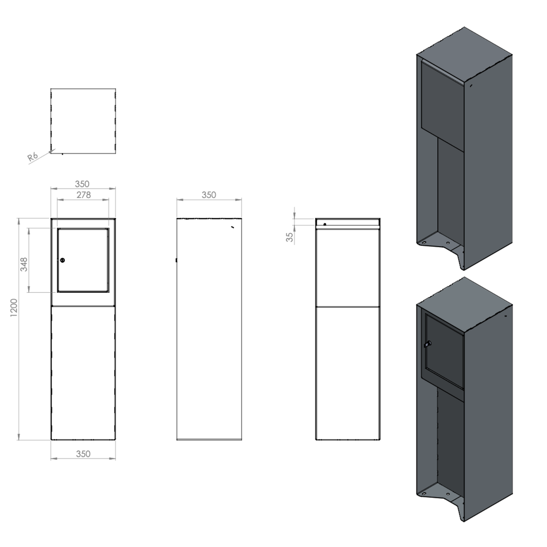 Brevlåda lackerad stål - design modell