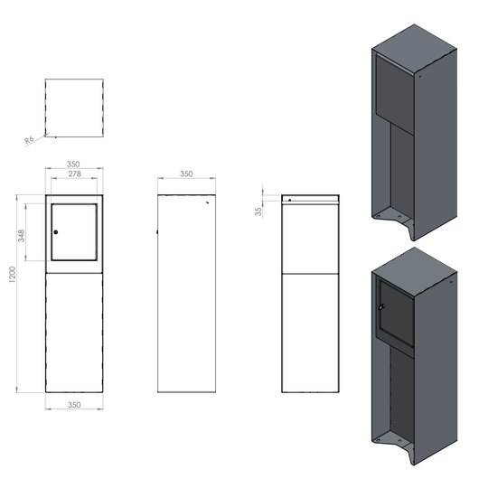 Brevlåda lackerad stål - design modell