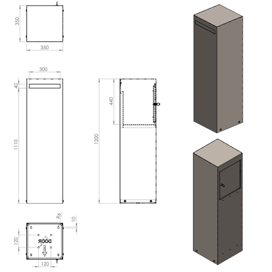 Brevlåda lackerad stål - minimalistisk modell