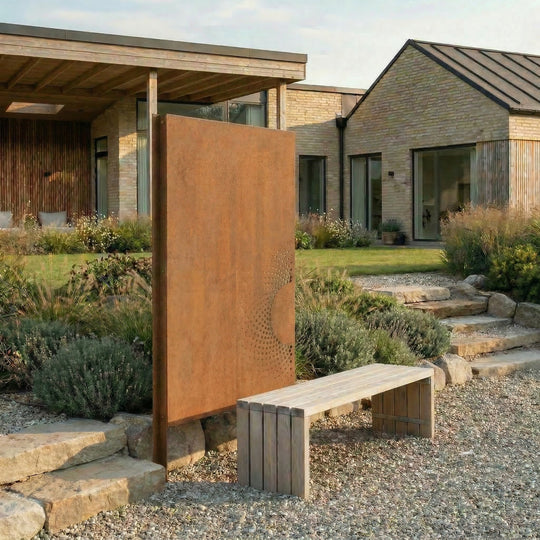 Skärmvägg i cortenstål med mönster: Abstrakt 2