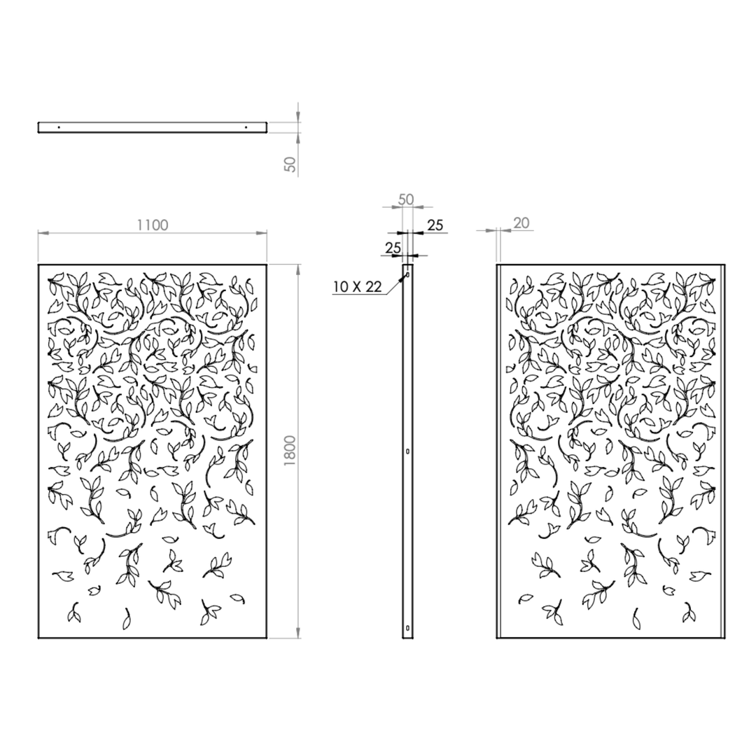 Skärmvägg i cortenstål med mönster: Ranka