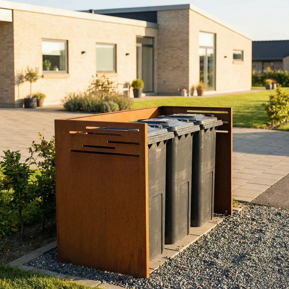 Soptunneskydd i cortenstål - stripedesign