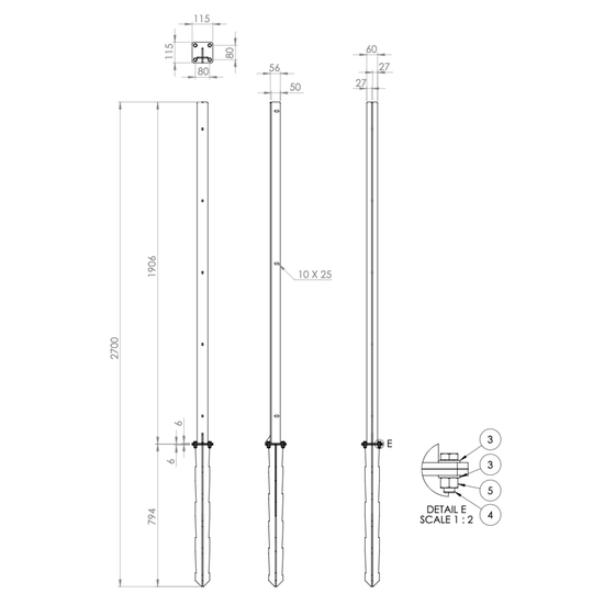 Slät skärmvägg i lackerad stål - enkel, bredd 400 mm