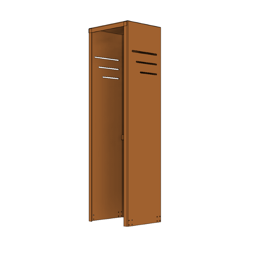 Fristående stolpe för laddbox i cortenstål