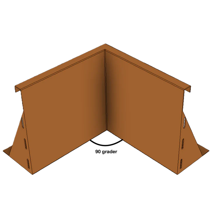 Invändigt hörn till stödmur i cortenstål