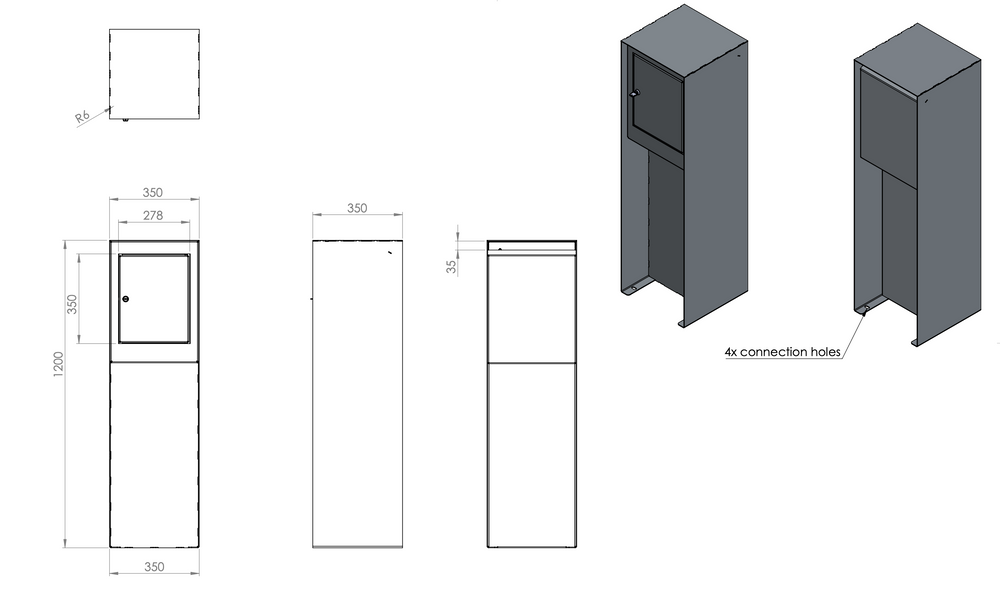 Brevlåda i vit aluminium, design