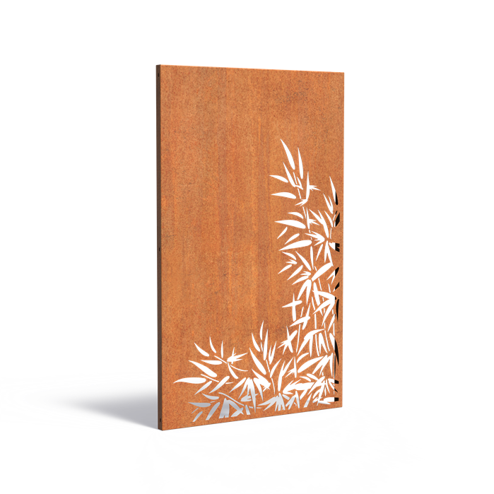Skärmvägg i cortenstål med mönster: Bambus 2
