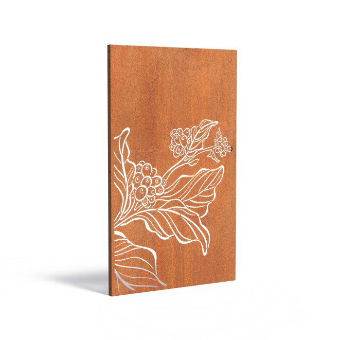 Skärmvägg i cortenstål med mönster: Blad