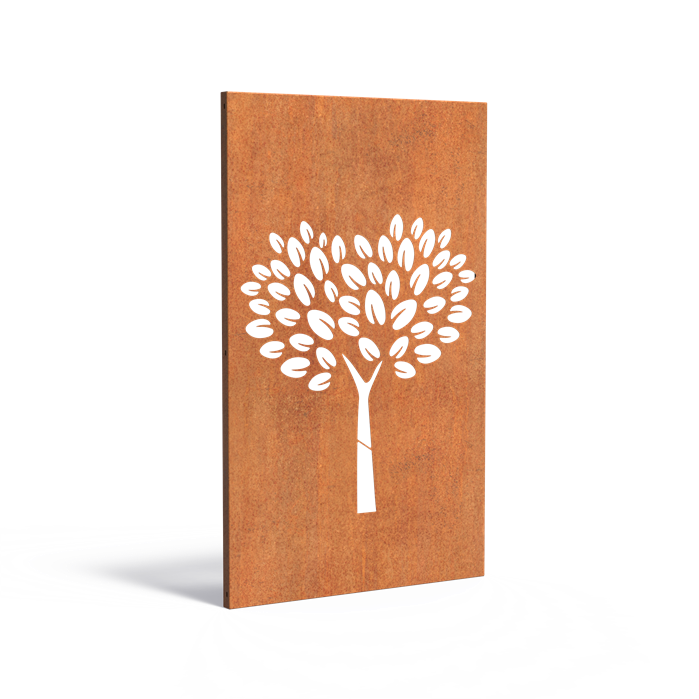 Skärmvägg i cortenstål med mönster: Träd 2