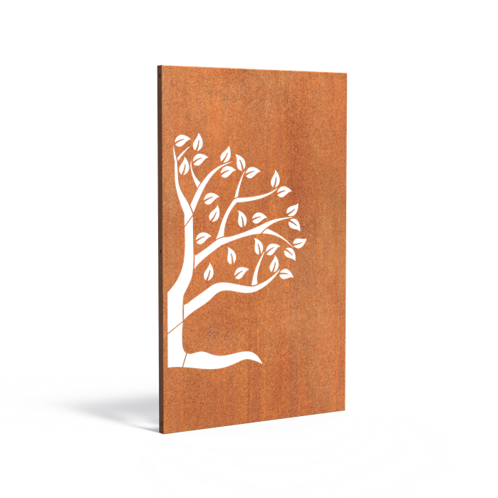 Skärmvägg i cortenstål med mönster: Träd 5