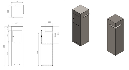 Brevlåda i vit aluminium, hörn